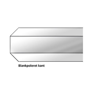 Poleret kant på glas. Kanterne er let brækkede så de er pæne at røre ved.